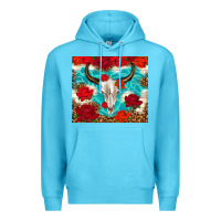 Ocean Blue bull skull rose Premium Hoodie - TumblerDesignByShophia