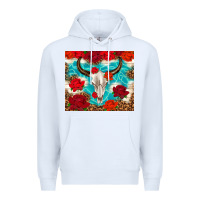 White bull skull rose Premium Hoodie - TumblerDesignByShophia
