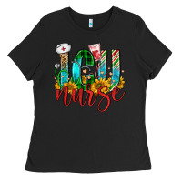 Black christmas icu nurse Ladies Tee - FaDigitalArtStudio
