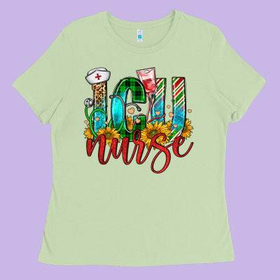 Christmas Icu Nurse Ladies Tee Designed By Fadigitalartstudio