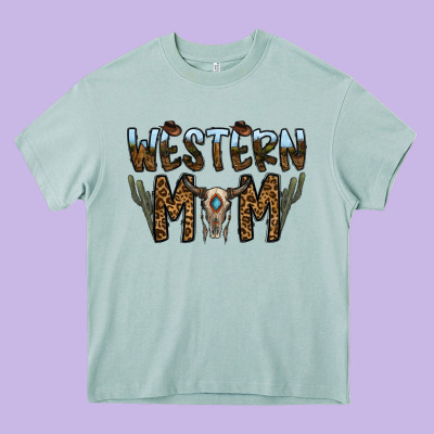 Western Mom Heavy Core Tee Designed By Cowhidedigitalart