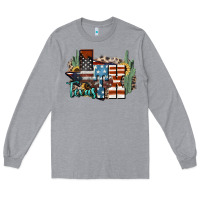 Heather Grey tx texas Long Sleeve Tee - NancyCooperArtShop