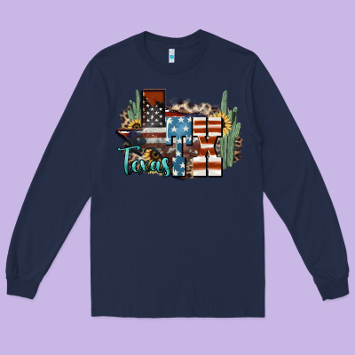 Tx Texas Long Sleeve Tee Designed By Nancycooperartshop