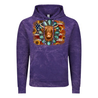 Cloud Purple american flag sunflowers highland cow turquoise background Vintage Hoodie - Jasminsmagicworld