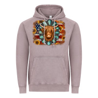 Vintage Zinc american flag sunflowers highland cow turquoise background Vintage Hoodie - Jasminsmagicworld