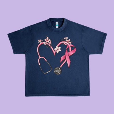 Stethoscope Nurse Medical Breast Cancer Awareness Urban Heavy Tee Designed By Maliassmallbusiness
