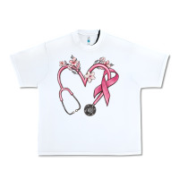 White stethoscope nurse medical breast cancer awareness Urban Heavy Tee - MaliasSmallBusiness