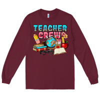 Burgundy teacher crew Long Sleeve Tee - NancyCooperArtShop