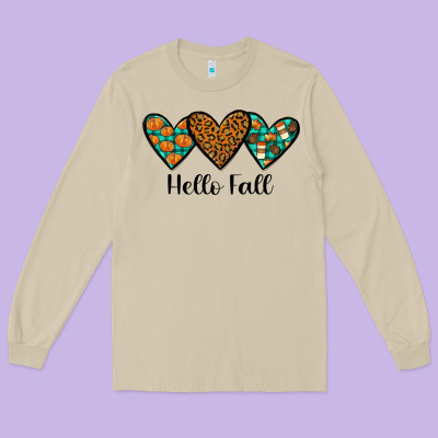 Hello Fall Long Sleeve Tee Designed By Jahusdesignshop