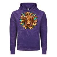 Cloud Purple highland cow turquoise sunflower Vintage Hoodie - Jasminsmagicworld