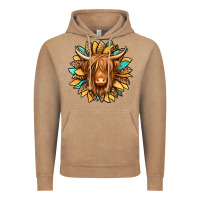 Vintage Coffee highland cow turquoise sunflower Vintage Hoodie - Jasminsmagicworld