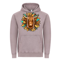 Vintage Zinc highland cow turquoise sunflower Vintage Hoodie - Jasminsmagicworld