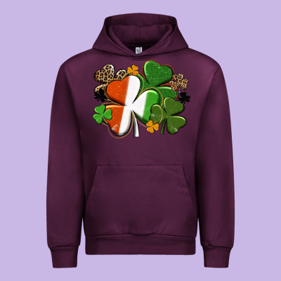 Irish Flag Shamrock St. Patricks Day Urban Hoodie Designed By Fadigitalartstudio