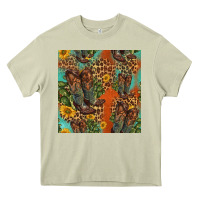 Mossy western boots and sunflowers seamless pattern Heavy Core Tee - HRA Design Shop