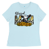 Baby Blue blessed Ladies Tee - CowhideDigitalArt