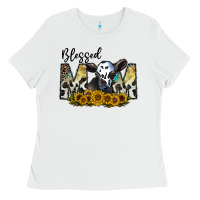 White blessed Ladies Tee - CowhideDigitalArt