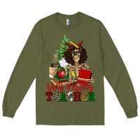 Army Green very merry teacher skeleton Long Sleeve Tee - NancyCooperArtShop