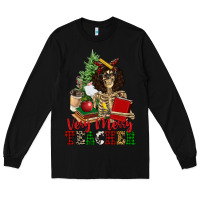 Black very merry teacher skeleton Long Sleeve Tee - NancyCooperArtShop