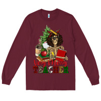 Burgundy very merry teacher skeleton Long Sleeve Tee - NancyCooperArtShop