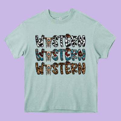 Western Western Western Heavy Core Tee Designed By Cowhidedigitalart