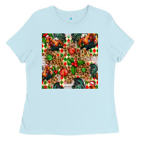 Baby Blue christmas leopard chicken Ladies Tee - FaDigitalArtStudio
