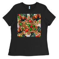 Black christmas leopard chicken Ladies Tee - FaDigitalArtStudio