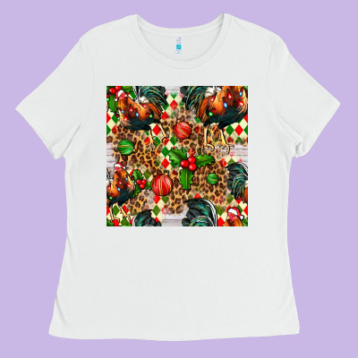 Christmas Leopard Chicken Ladies Tee Designed By Fadigitalartstudio