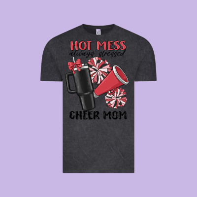 Hot Mess Always Stressed Cheer Mom Vintage Tee Designed By Maliassmallbusiness