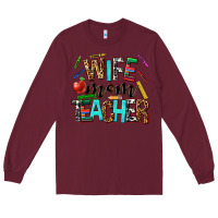 Burgundy wife mom teacher Long Sleeve Tee - NancyCooperArtShop