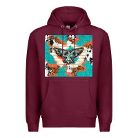 Burgundy freebird with leopard and cowhide pattern Premium Hoodie - TumblerDesignByShophia