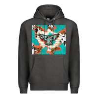 Charcoal Heather freebird with leopard and cowhide pattern Premium Hoodie - TumblerDesignByShophia