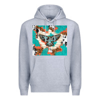 Heather Grey freebird with leopard and cowhide pattern Premium Hoodie - TumblerDesignByShophia