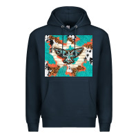 Navy freebird with leopard and cowhide pattern Premium Hoodie - TumblerDesignByShophia