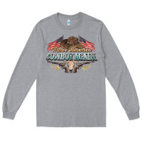 Heather Grey make america cowboy again Long Sleeve Tee - NancyCooperArtShop