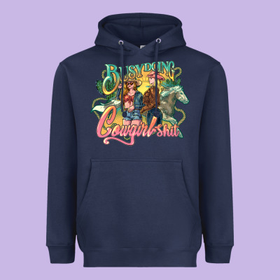 Busy Doing Cowgirl Shit Heavyweight Hoodie Designed By Howdyjamesfarm