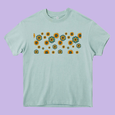 Sunflowers And Turquoise 16oz Libbey Glass Heavy Core Tee Designed By Hra Design Shop