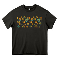 Asphalt sunflowers and turquoise 16oz libbey glass Heavy Core Tee - HRA Design Shop