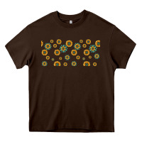 Chocolate Brown sunflowers and turquoise 16oz libbey glass Heavy Core Tee - HRA Design Shop