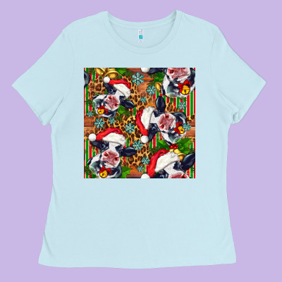 Christmas Leopard Cow Ladies Tee Designed By Fadigitalartstudio