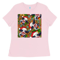 Bubblegum Pink christmas leopard cow Ladies Tee - FaDigitalArtStudio