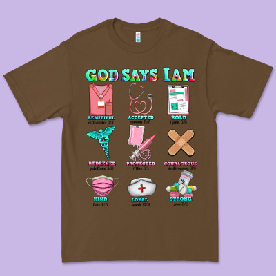 Nurse God Says I Am  Nurse Elements Premium Tee Designed By Adodesignshop
