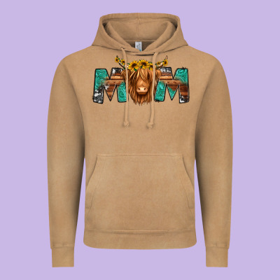 Highland Cow Mom Vintage Hoodie Designed By Jasminsmagicworld
