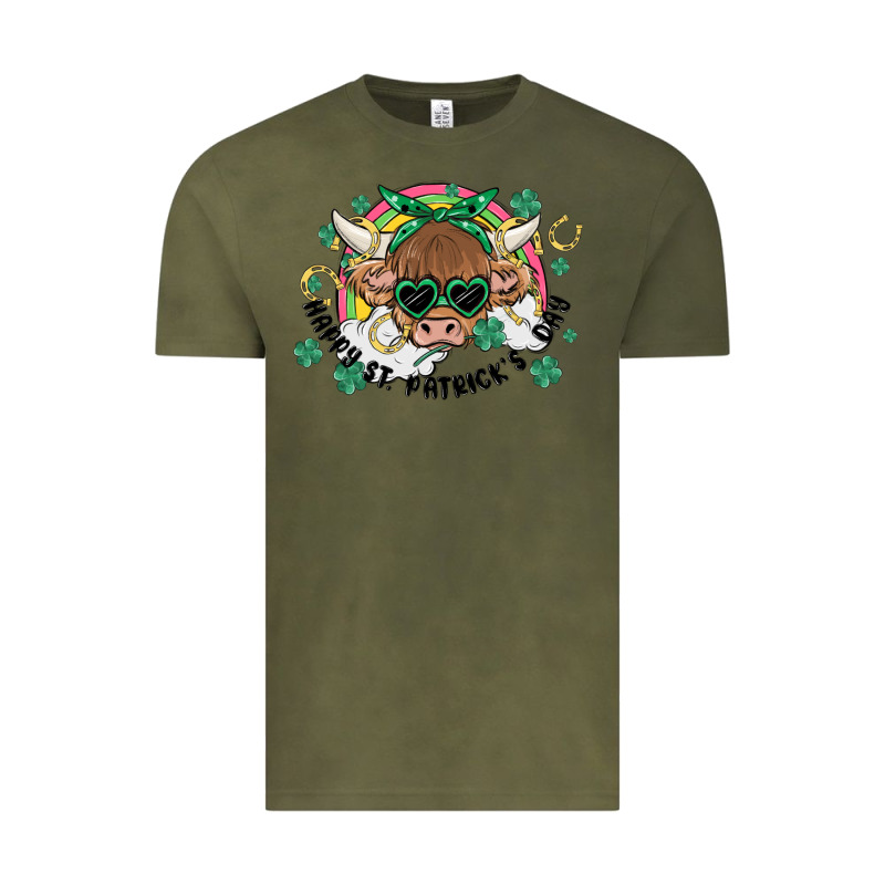 St. Patrick's Day Highland Cow Vintage Tee by MaliasSmallBusiness | Teevron
