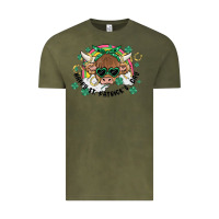 Vintage Olive st. patrick's day highland cow Vintage Tee - MaliasSmallBusiness