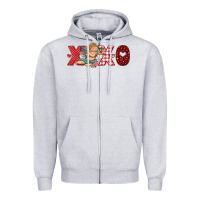 Heather Grey xoxo cupid Zipper Hoodie - RanaPortraitStore