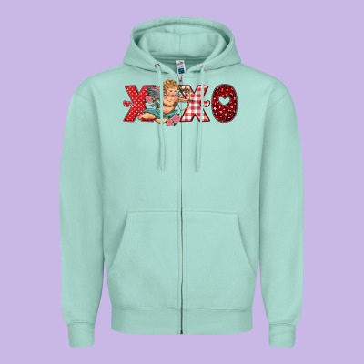 Xoxo Cupid Zipper Hoodie Designed By Ranaportraitstore