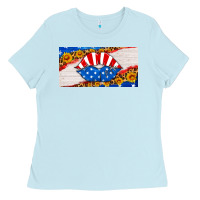 Baby Blue usa life license plate Ladies Tee - HRA Design Shop