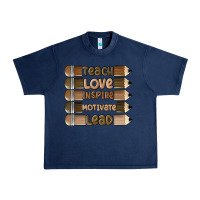Navy teach love inspire Urban Heavy Tee - MaliasSmallBusiness