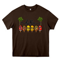 Chocolate Brown 1hello summer Heavy Core Tee - CowhideDigitalArt