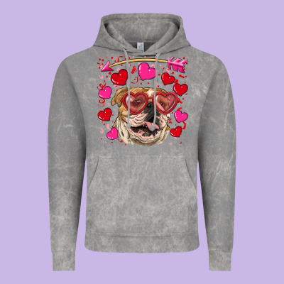 Valentine's Day  Brown English Bulldog Vintage Hoodie Designed By Ranaportraitstore